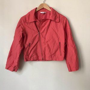 CABI Scooter Moto Jacket Coral Pink Cropped Full Zip Size XS #913